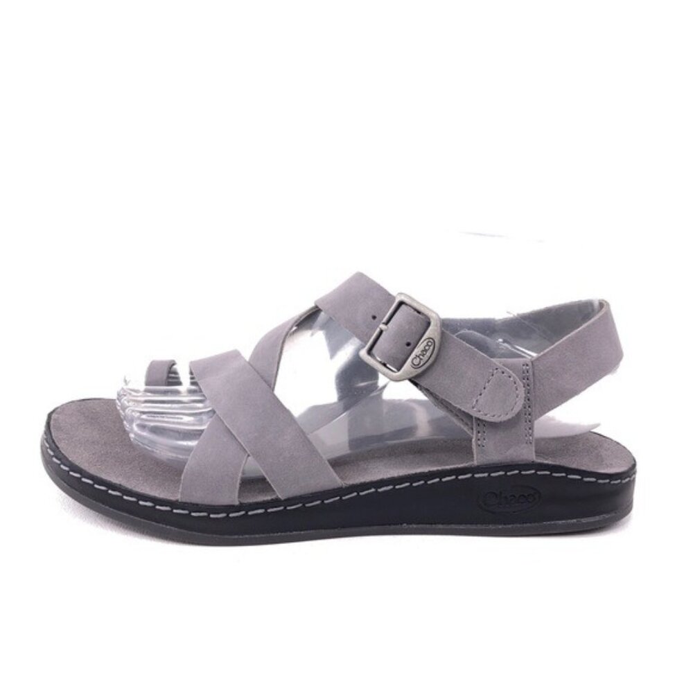 Chaco Wayfarer Loop Gray Leather Sandals 8